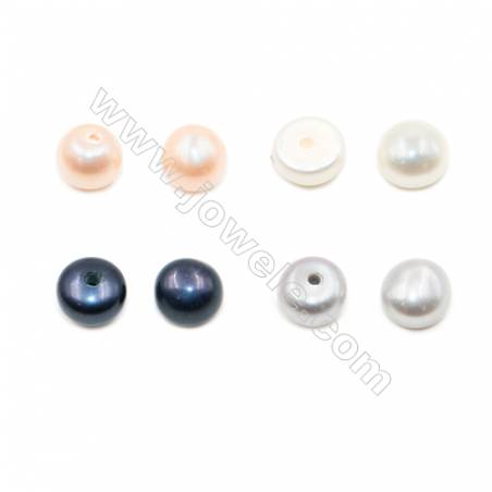 Medio agujero perforado perlas naturales color mezclado AAA Diámetro 5~5.5 mm Espesor 3.9 mm Agujero 0.8mm 160pcs/carta