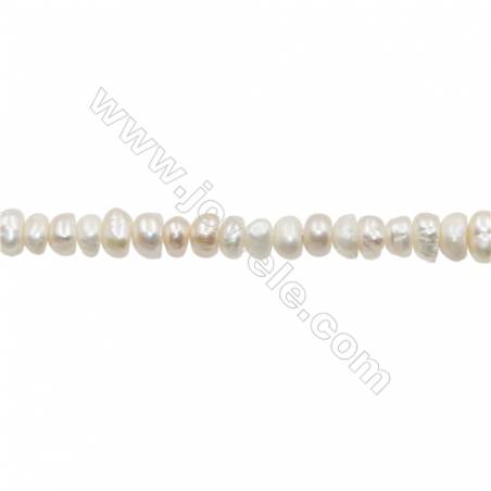 Natural Fresh Water Pearl  White  Size 5~6mm  Hole 0.4mm  12~13"/strand