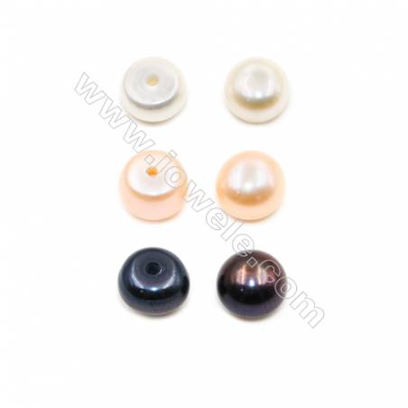 Grade AAA Perles d'eau douce semi-percées rondelle 6~6.5mm de diamètre 4.0 mm de l'épaisseur Trou 0.8mm 116perles/tablette
