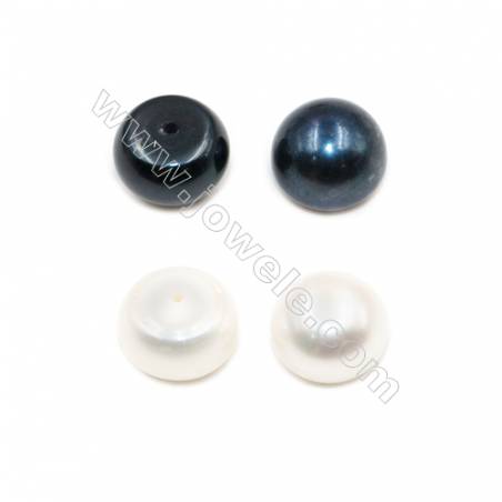 Grade AAA Perles d'eau douce semi-percées rondelle 12~13mm de diamètre 9 mm de l'épaisseur Trou 0.8mm 24perles/tablette