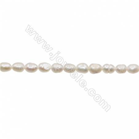Perles culturelles perles d'eau douce blanche sur fil  Taille 5~6mm  trou 0.4mm x1fil 13~14"