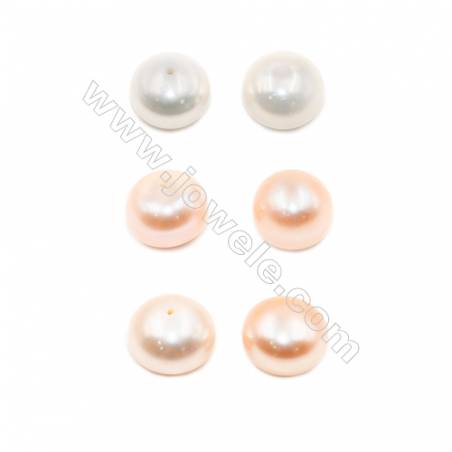 多彩天然淡水珍珠 半孔麵包珠 等級AAA 直徑 13~14毫米 厚度 9.4 毫米 孔徑 0.8毫米 24個/板