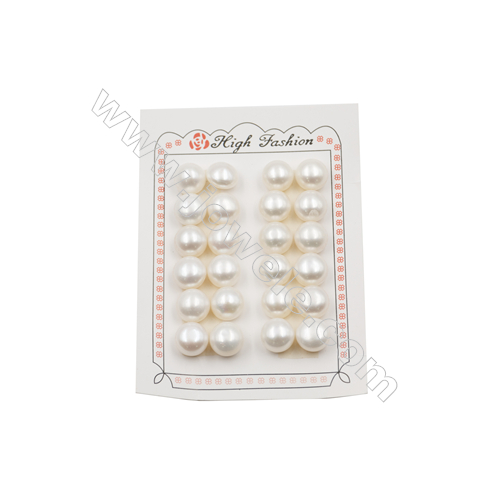 Multicolor Fresh Water AAA Grade Half-Drilled Pearl Beads  Flat Back  Diameter 13~14mm  Thick 9.4mm  Hole 0.8mm  24pcs/card
