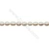 Natural Fresh Water Pearl, White, Size 5~6mm, Hole 0.7mm, 15~16"/strand