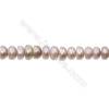 Perles culturelles perles d'eau douce lavande sur fil  Taille 8~9mm  trou 0.7mm x1fil 15~16"