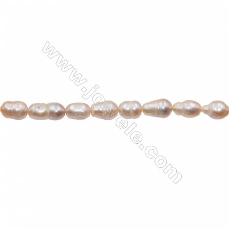 Natural Fresh Water Violet Pearl, White, Size 7~8mm, Hole 0.7mm, 15~16"/strand