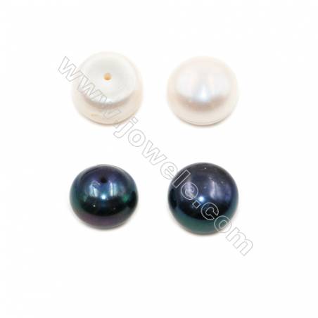 Grade AAA Perles d'eau douce semi-percées rondelle 11~12mm de diamètre 8 mm de l'épaisseur Trou 0.8mm 32perles/tablette