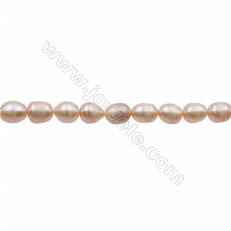 Perles culturelles perles d'eau douce pêche sur fil  Taille 8~9mm  trou 0.7mm x1fil 15~16"