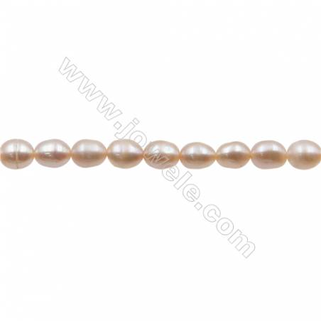 Perles culturelles perles d'eau douce pêche sur fil  Taille 5~6mm  trou 0.7mm x1fil 15~16"