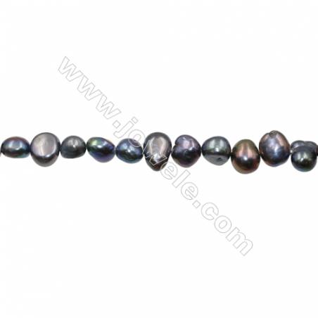 Perles culturelles perles d'eau douce arc-en ciel sur fil  Taille 7~8mm  trou 0.7mm x1fil 15~16"