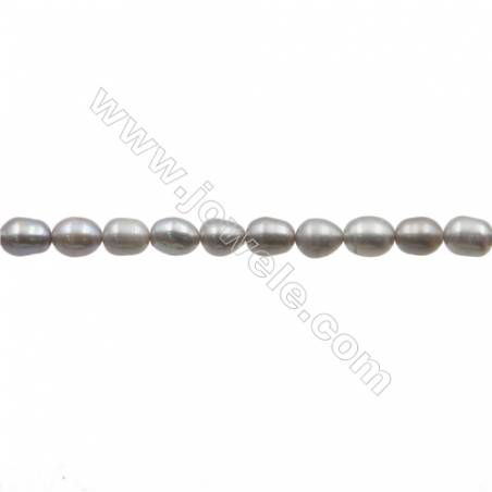 Perles culturelles perles d'eau douce grise sur fil  Taille 6~7mm  trou 0.7mm x1fil 15~16"