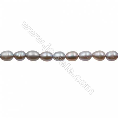Natürlich grau Perlenkette  gefärbt  6~7mm  Loch 0.7mm  x1 Strang  15~16"