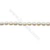 Perles culturelles perles d'eau douce blanche ou Pêche sur fil  Taille 3~4mm  trou 0.4mm x1fil 15~16"