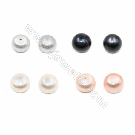 Fresh Water AAA Grade Half-Drilled Pearl Beads  Flat Back  Diameter 10.8~11mm  Thick 7.5mm  Hole 0.8mm  32pcs/card