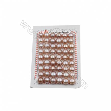 Fresh Water AAA Grade Half-Drilled Violet Pearl Beads  Flat Back  Diameter 10.8~11mm  Thick 8.0mm  Hole 0.8mm  32pcs/card