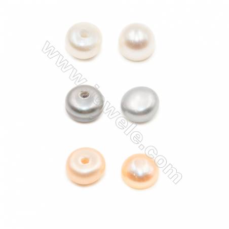 Fresh Water AAA Grade Half-Drilled Pearl Beads  Flat Back  Diameter 4~4.5mm  Thick 4mm  Hole 0.8mm  200pcs/card