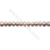 Perles culturelles perles d'eau douce pêche ou lavande sur fil  Taille 8~9mm  trou 0.7mm x1fil 15~16"