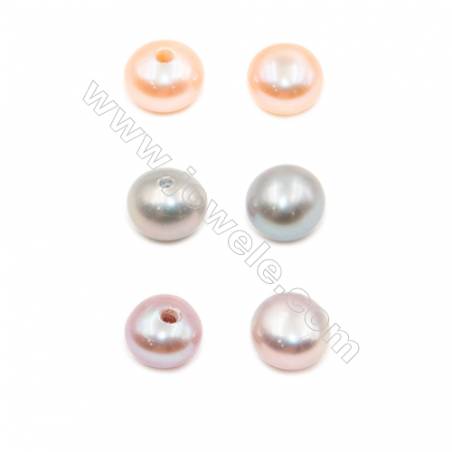 Fresh Water AAA Grade Half-Drilled Pearl Beads  Flat Back  Diameter 4.5~5mm  Thick 3.7mm  Hole 0.8mm  180pcs/card