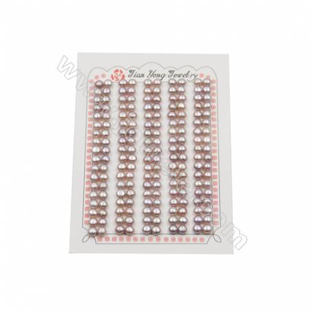 Fresh Water AAA Grade Half-Drilled Pearl Beads  Flat Back  Diameter 4.5~5mm  Thick 3.7mm  Hole 0.8mm  180pcs/card