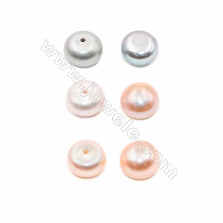 (AAA Rang) Nartürlich bunt halbe gebohrte Perlen  Durchmesser 8~8.5mm  Dicke 5.2mm  Loch 0.8mm  66 Stck / Karte