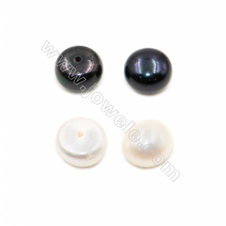 Fresh Water AAA Grade Half-Drilled Pearl Beads  Flat Back  Diameter 8~8.5mm  Thick 5.8mm  Hole 0.8mm  60pcs/card