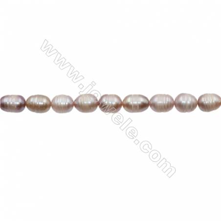 Perlas de agua dulce cultivada natural Rosa/Púrpura Tamaño8~9mm Agujero0.7mm Longitud 39-40cm/tira