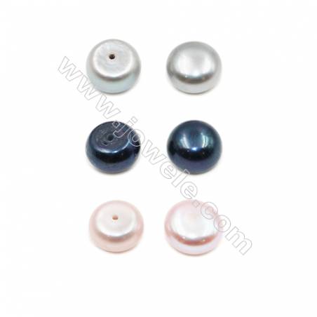 Grade AAA Perles d'eau douce semi-percées rondelle 9.5~10mm de diamètre 5.8 mm de l'épaisseur Trou 0.8mm 60perles/tablette