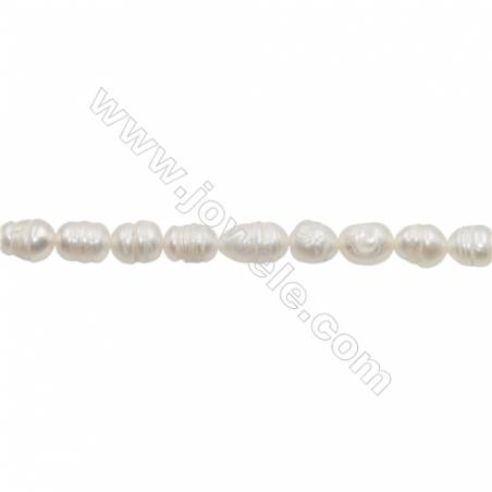 Perles culturelles perles d'eau douce blanche sur fil  Taille 5~6mm  trou 0.7mm x1fil 13~14"