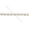 Perles culturelles perles d'eau douce blanche sur fil  Taille 5~6mm  trou 0.7mm x1fil 13~14"