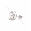 Clou d'oreille pour perles semi-percée en argent 925 rhodié avec Zirconium-E2757 10x12mm x 1paire