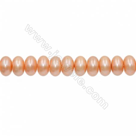 Perles nacrée orange galvanoplastie en forme de rondelle sur fil Taille 8x13mm trou 0.8mm Environ 48perles/fil 15~16"