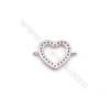 Platinum plated 925 silver zircon micro pave bracelet necklace connector for jewelry making  Heart  9x12mm  x 1pc  hole 0.8mm