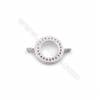 Wholesale round platinum plated 925 silver zircon micro pave bracelet necklace connector for jewelry making-BS7464 9mm x 1pc