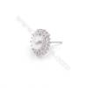 Fleur Clou d'oreille pour perles semi-percée en argent 925 rhodié avec Zirconium-E2709  Ronde 11mmx1 paire