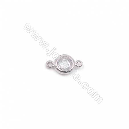 Platinum plated 925 silver zircon micro pave bracelet necklace connector for jewelry making  5mm x 1pc  hole 0.8mm