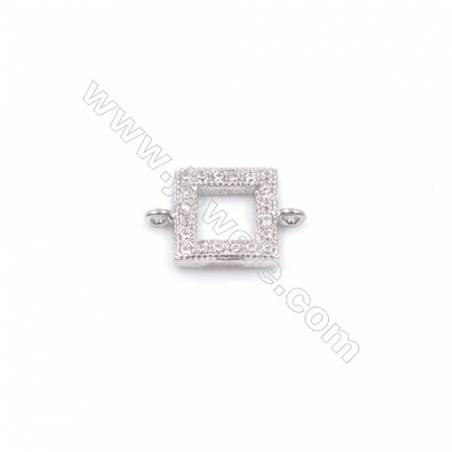 正方形純銀鍍白金鑲鋯石連接器-BS7462 6毫米 x 1個 孔徑 0.8毫米