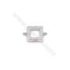 Square designed platinum plated 925 sterling silver connector with zircon micro paved jewelry findings  6mm x 1pc  hole 0.8mm