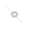 Square designed platinum plated 925 sterling silver connector with zircon micro paved jewelry findings  6mm x 1pc  hole 0.8mm