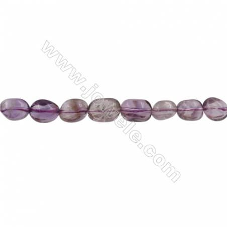 Natural Amethyst Beads Strand  Irregular Oval Size 9x10mm  Hole 0.8mm  36pcs/strand  15~16"