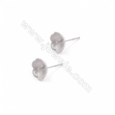 Fleur Clou d'oreille pour perles semi-percée en argent 925 rhodié avec Zirconium-E2778 10mmx1paire
