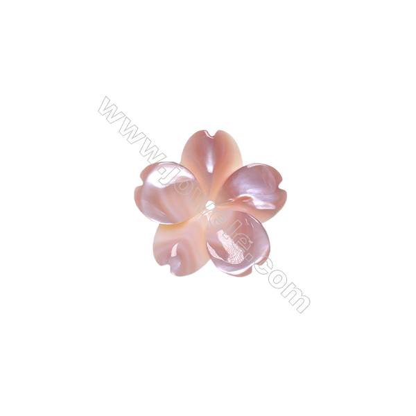 Five-leaf flower pink shell mother-of-pearl, 20mm, hole 1mm, 10 pcs/pack