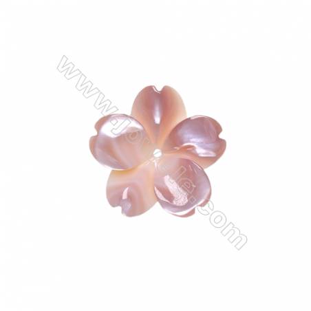 Five-leaf flower pink shell mother-of-pearl, 20mm, hole 1mm, 10 pcs/pack