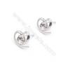 Coeur Clou d'oreille pour perles semi-percée en argent 925 rhodié avec Zirconium-E2844 11x13mmx1paire