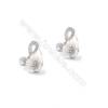 Clou d'oreille pour perles semi-percée en argent 925 rhodié avec Zirconium-E2852 11x15mmx1paire