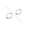 Wholesale circle platinum plated 925 silver zircon ear stud findings for half drilled beads jewelry making 15x18mm x 1pair