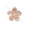 Pink shell five-leaf flower design mother-of-pearl, 15mm, hole 0.8mm, 15pcs/pack