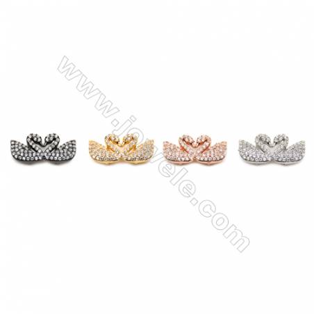 Perles cygne en laiton avec zircon  Taille 9x20mm  8pcs/paquet  couleur or platine or rose  ou noire