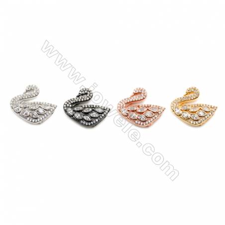 Perles cygne en laiton avec zircon  Taille 15x16mm  8pcs/paquet  couleur or platine or rose  ou noire