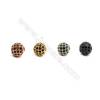Perles rondes en laiton avec zircon noir  Taille 6mm de diamètre  trou 1.0mm  16pcs/paquet  couleur or platine or rose  ou noire