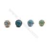 Brass Beads, (Gold, Platinum, Rose Gold, Gun Black) Plated, CZ Micropave (Pine Green), Round, Size 6mm, Hole 1mm, 10pcs/pack